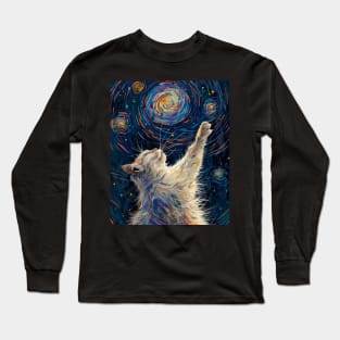 Cat Starry Night Sparkle Long Sleeve T-Shirt